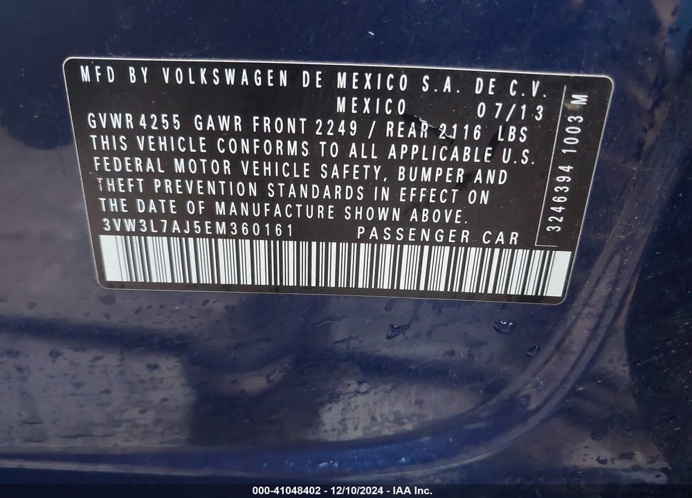 2014 VOLKSWAGEN JETTA 2.0L TDI VIN: 3VW3L7AJ5EM360161