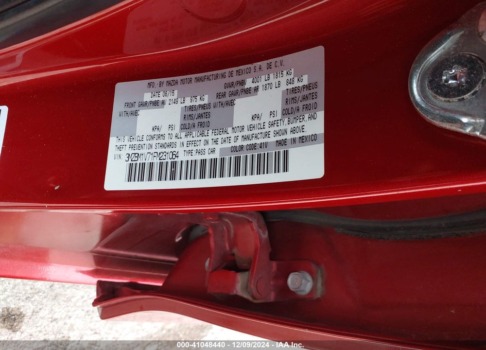 2015 MAZDA 3 I TOURING VIN: 3MZBM1V71FM231064