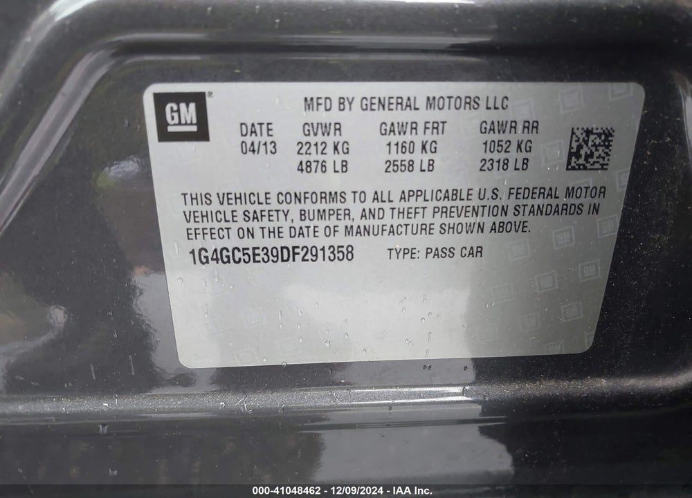 2013 BUICK LACROSSE LEATHER GROUP VIN: 1G4GC5E39DF291358