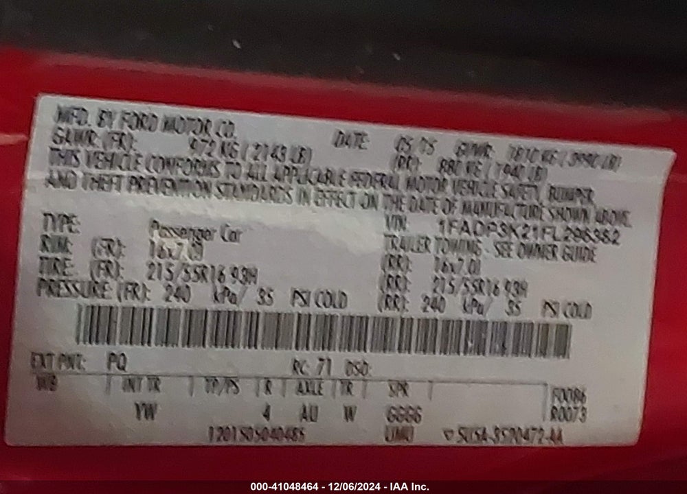 2015 FORD FOCUS SE VIN: 1FADP3K21FL296382