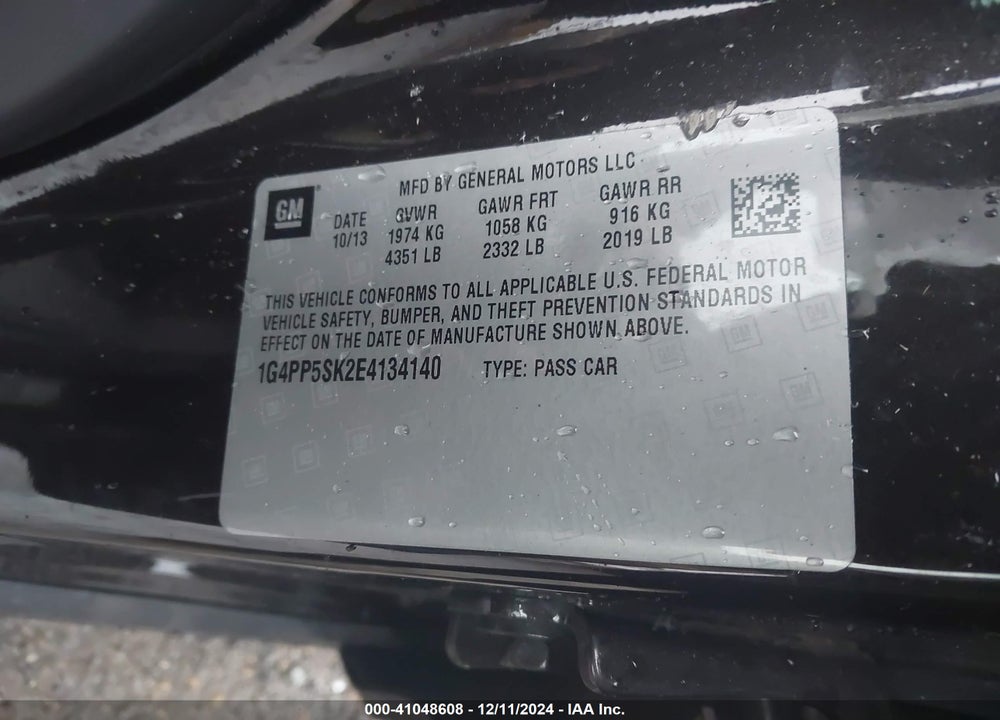 2014 BUICK VERANO VIN: 1G4PP5SK2E4134140