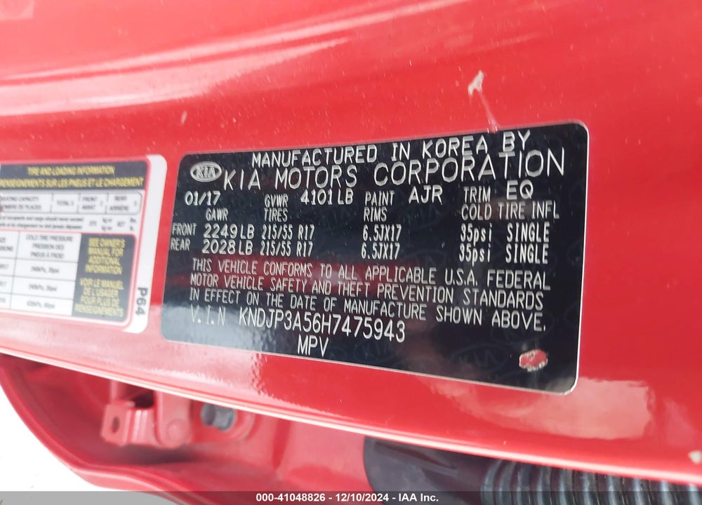 2017 KIA SOUL VIN: KNDJP3A56H7475943