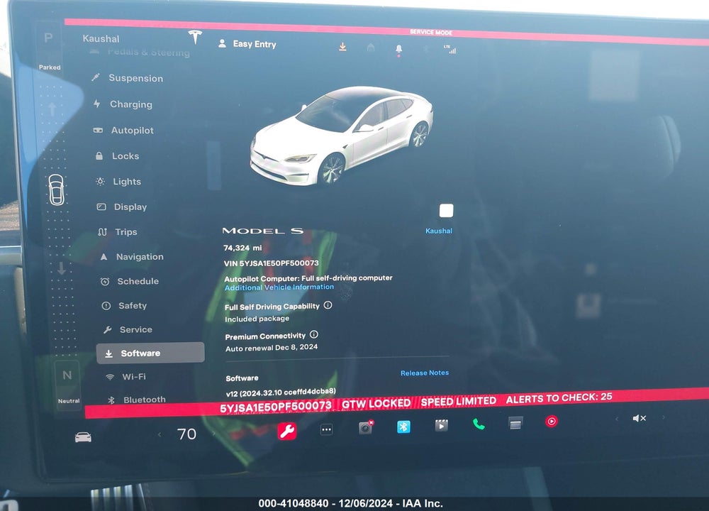 2023 TESLA MODEL S VIN: 5YJSA1E50PF500073