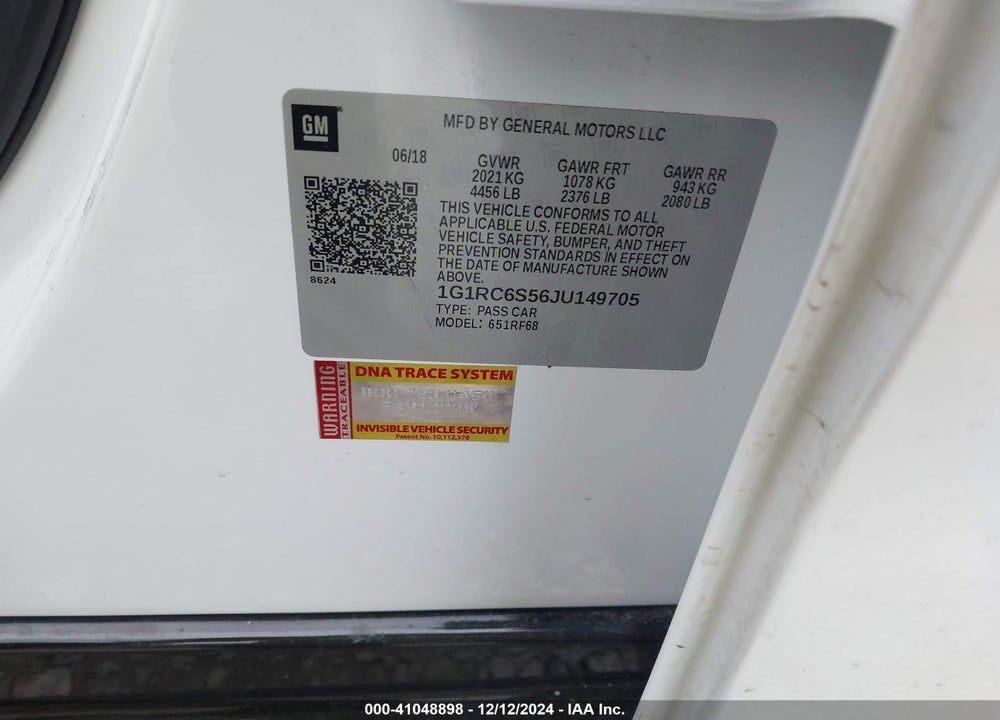 2018 CHEVROLET VOLT LT VIN: 1G1RC6S56JU149705