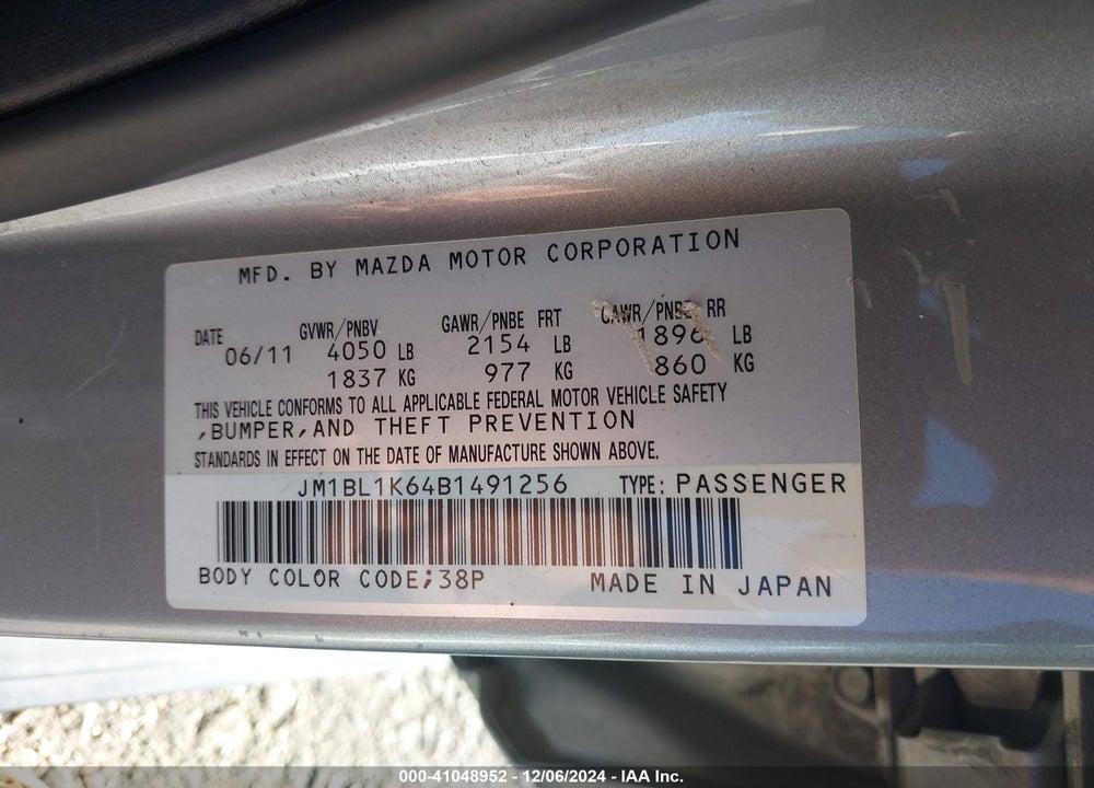 2011 MAZDA 3 S SPORT VIN: JM1BL1K64B1491256