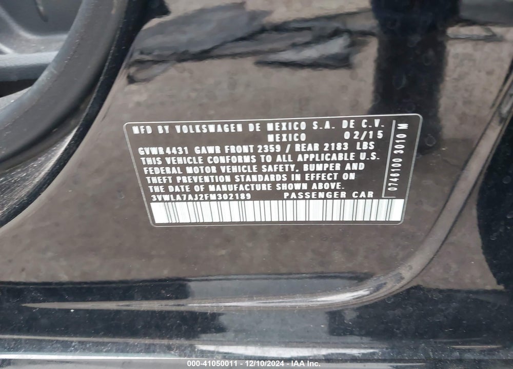 2015 VOLKSWAGEN JETTA 2.0L TDI SE VIN: 3VWLA7AJ2FM302189