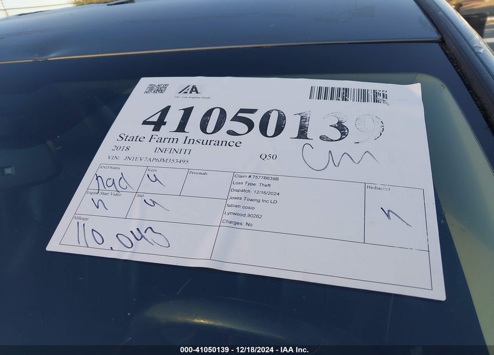 2018 INFINITI Q50 VIN: JN1EV7AP6JM353495
