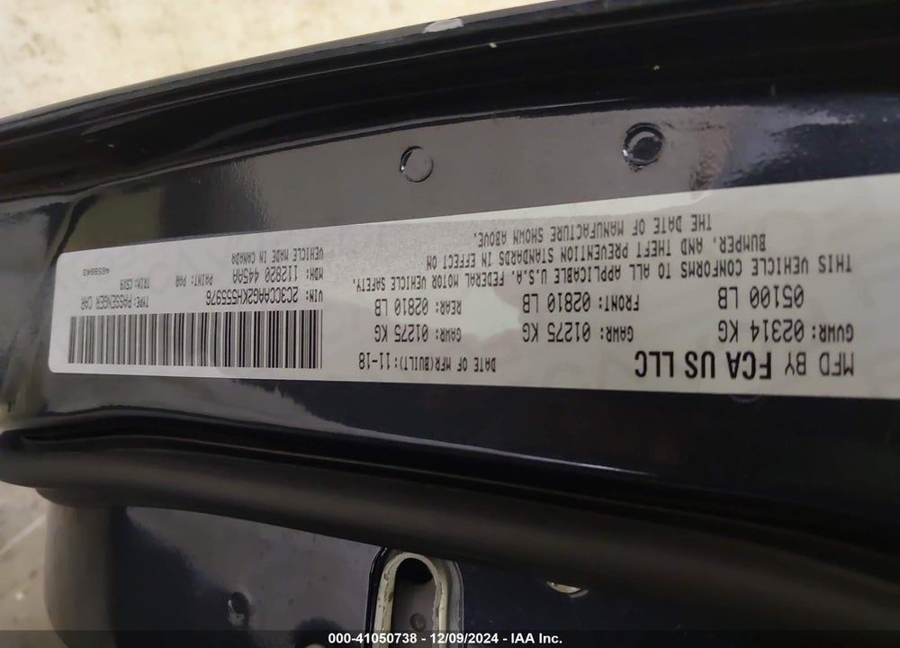 2019 CHRYSLER 300 TOURING VIN: 2C3CCAAG2KH555976
