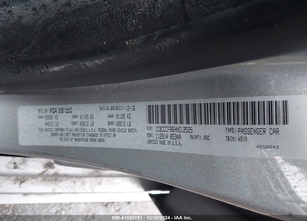 2017 CHRYSLER 200 LX VIN: 1C3CCCFB6HN512525