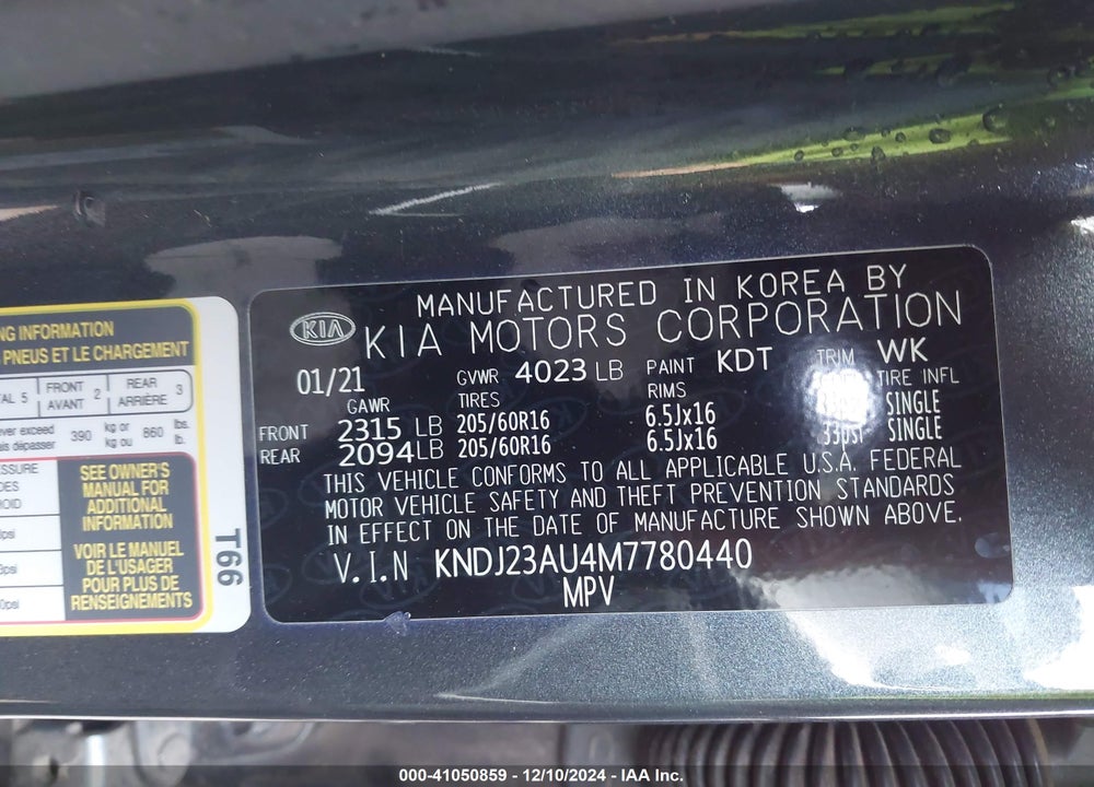 2021 KIA SOUL VIN: KNDJ23AU4M7780440