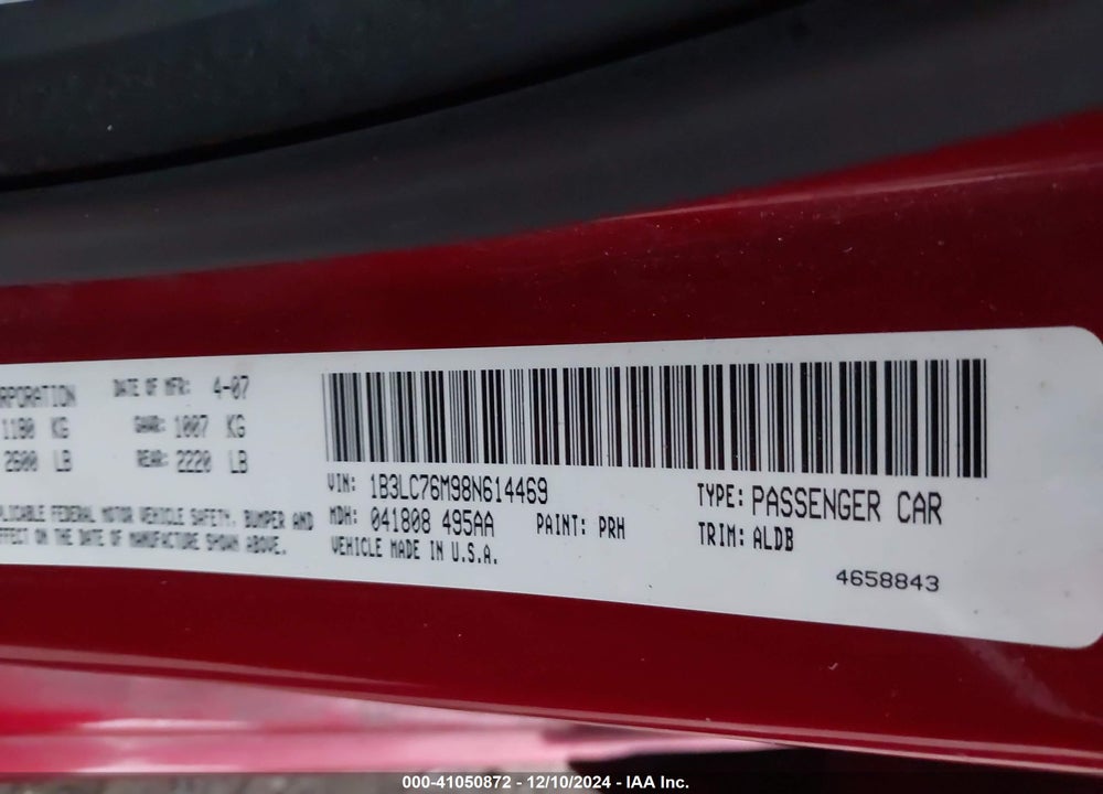 2008 DODGE AVENGER R/T VIN: 1B3LC76M98N614469