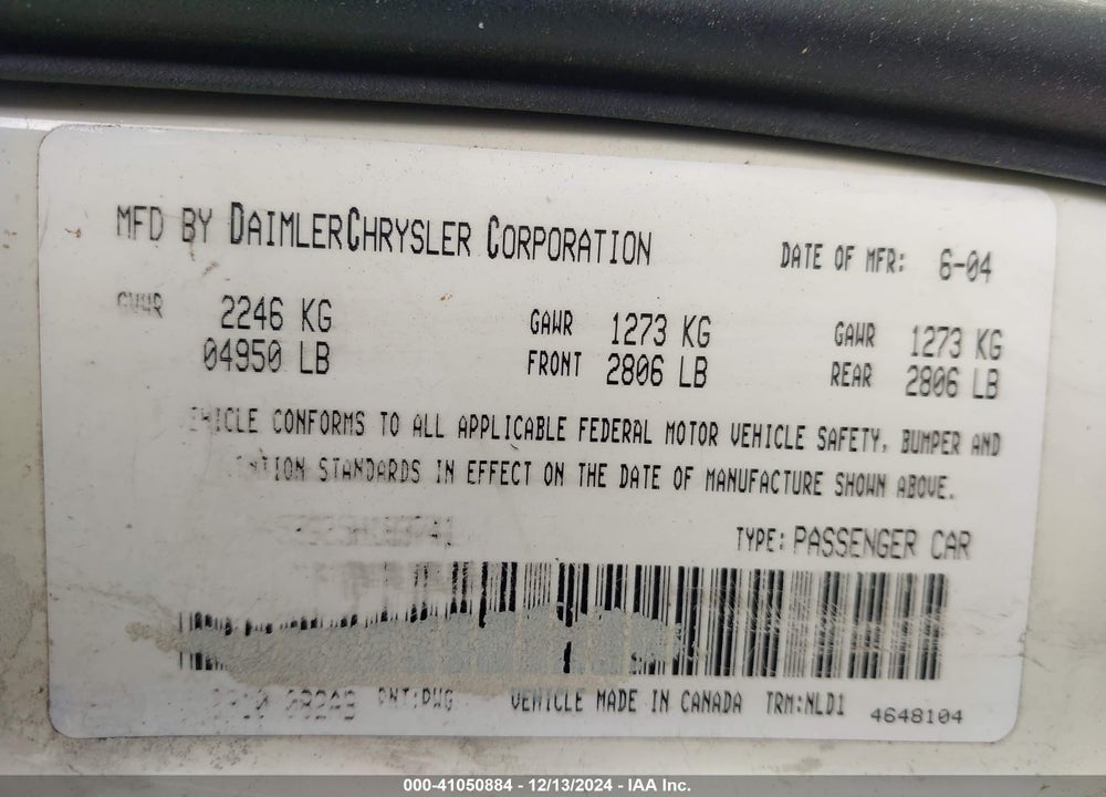 2005 CHRYSLER 300 TOURING VIN: 2C3AA53G25H183741