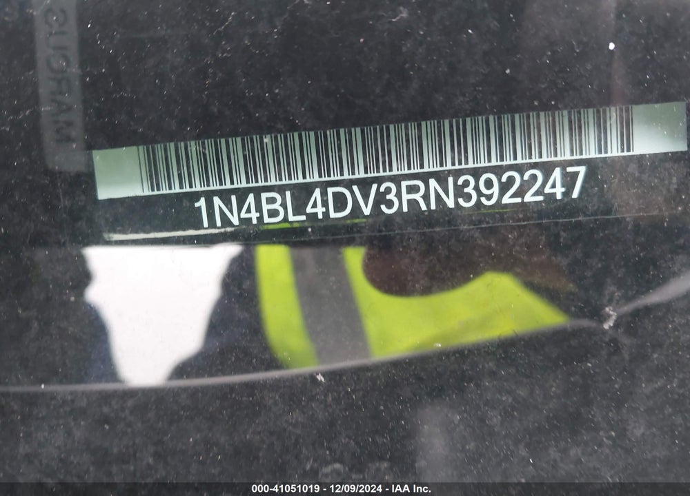 2024 NISSAN ALTIMA SV FWD VIN: 1N4BL4DV3RN392247