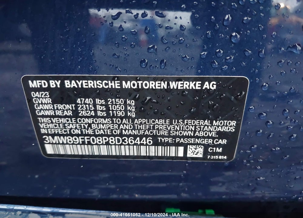 2023 BMW 330I XDRIVE VIN: 3MW89FF08P8D36446