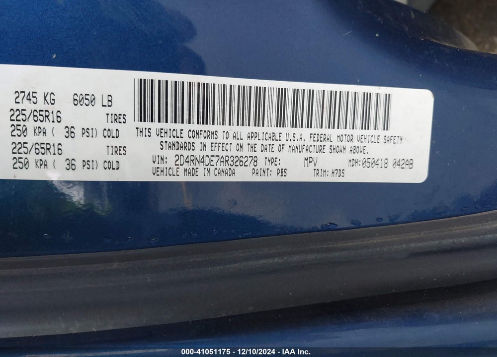 2010 DODGE GRAND CARAVAN SE VIN: 2D4RN4DE7AR326278