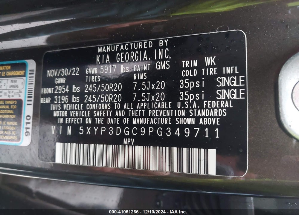 2023 KIA TELLURIDE EX X-LINE VIN: 5XYP3DGC9PG349711