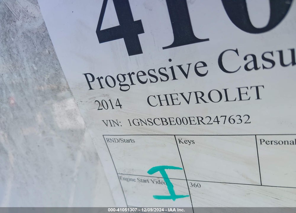 2014 CHEVROLET TAHOE VIN: 1GNSCBE00ER247632