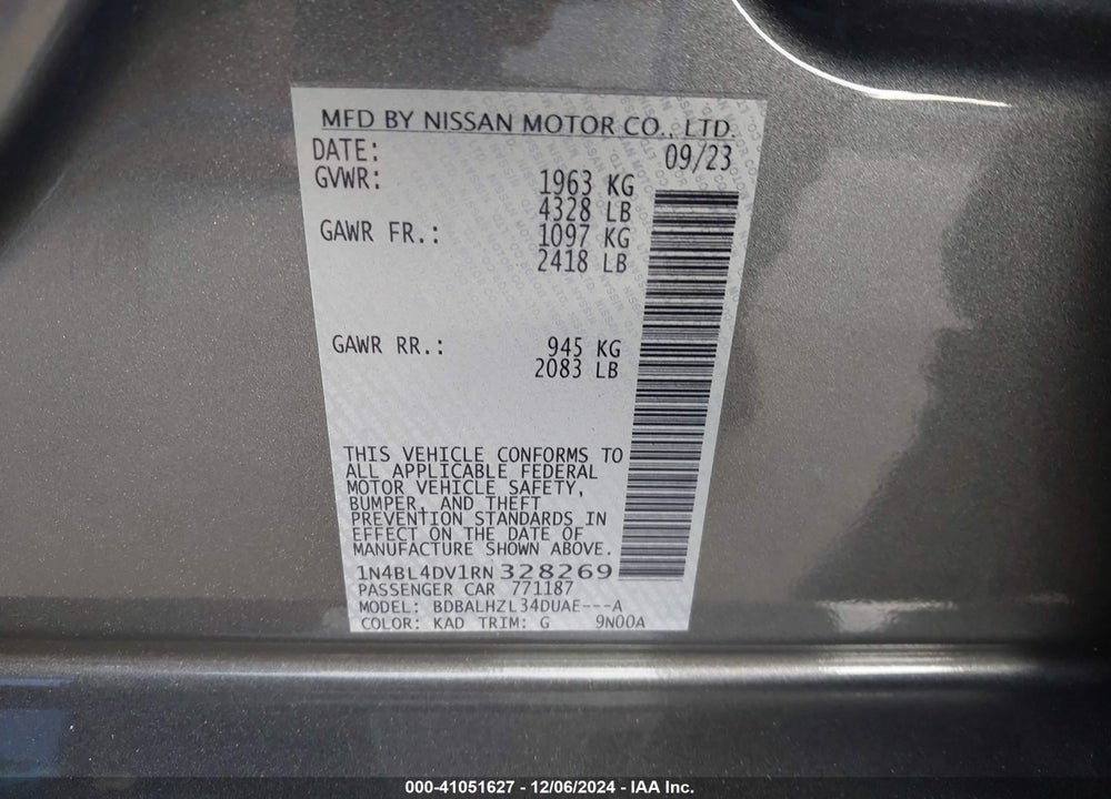 2024 NISSAN ALTIMA VIN: 1N4BL4DV1RN328269