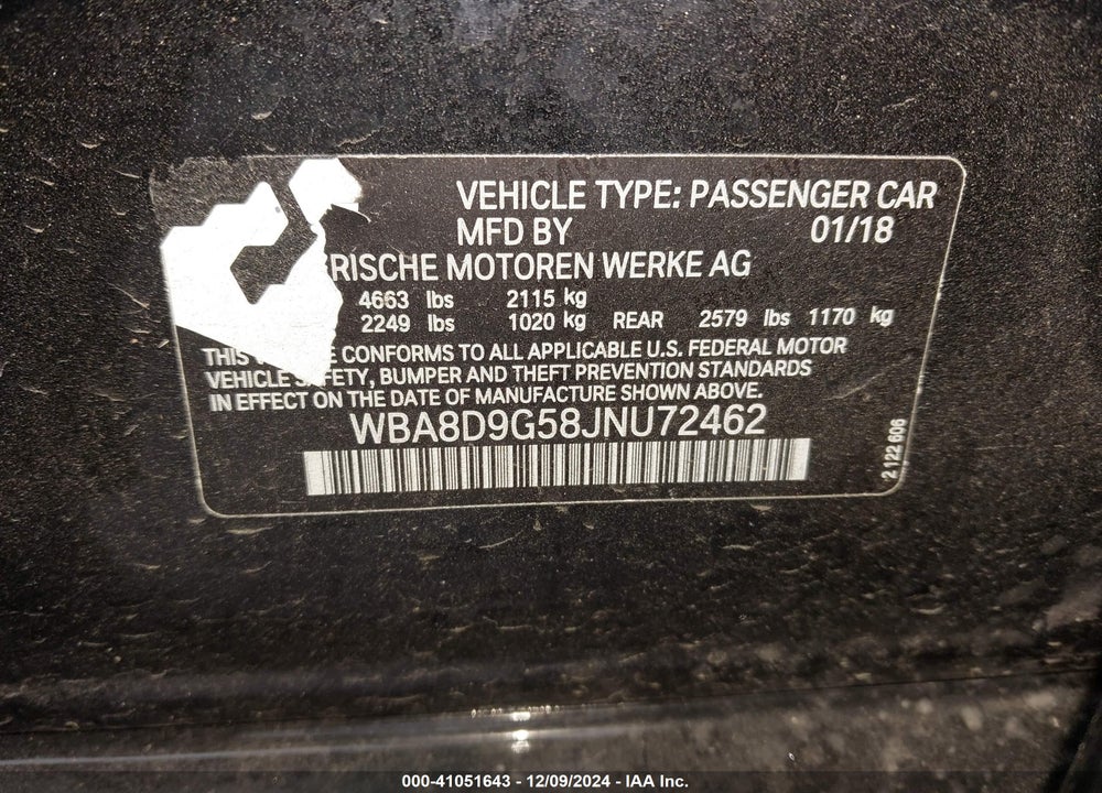 2018 BMW 330I XDRIVE VIN: WBA8D9G58JNU72462
