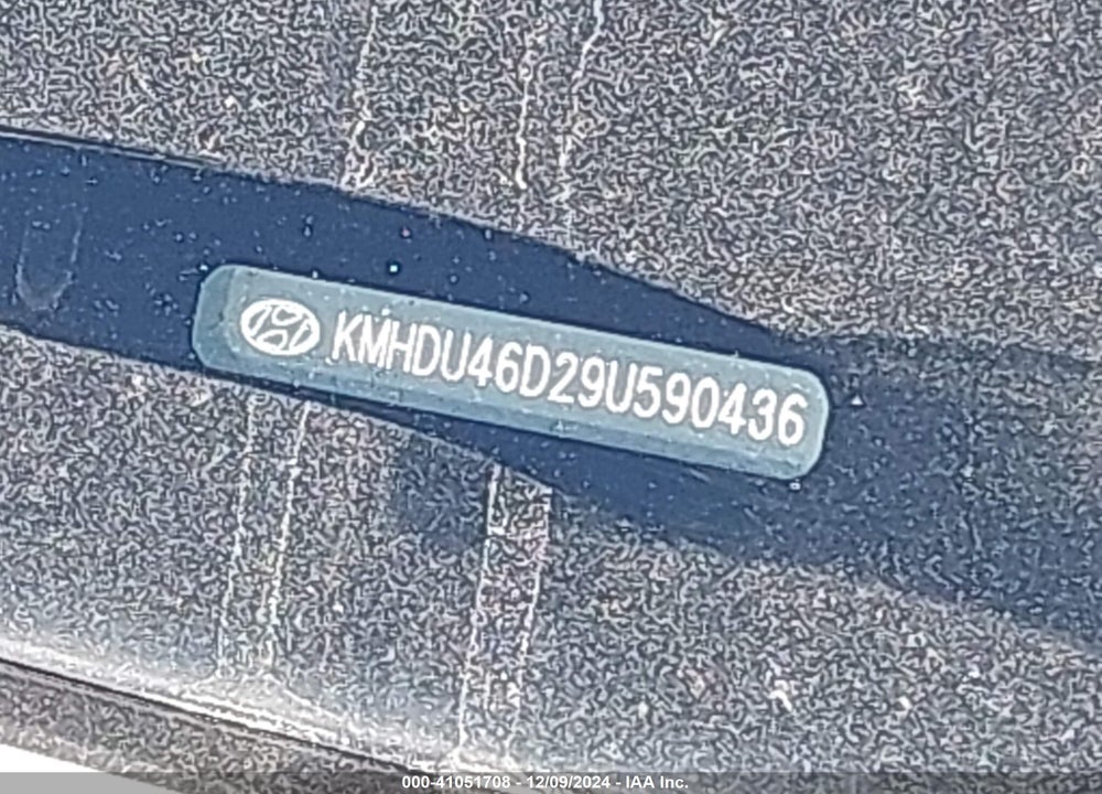 2009 HYUNDAI ELANTRA GLS VIN: KMHDU46D29U590436