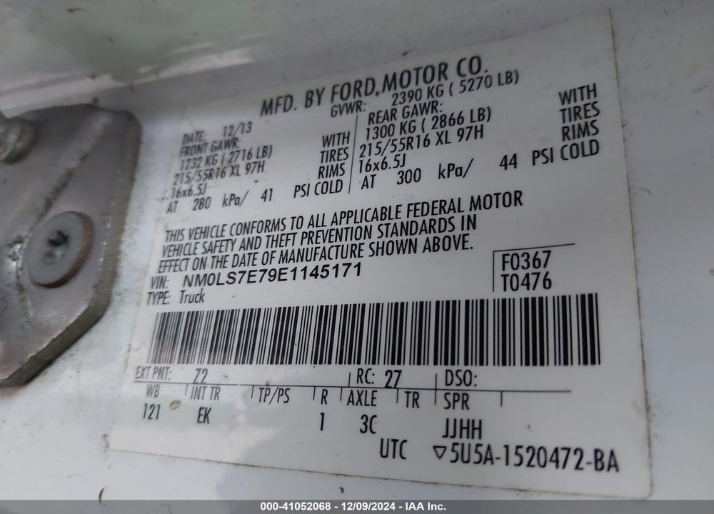 2014 FORD TRANSIT CONNECT XL VIN: NM0LS7E79E1145171
