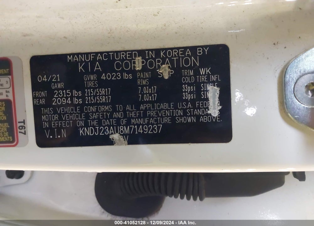 2021 KIA SOUL VIN: KNDJ23AU8M7149237