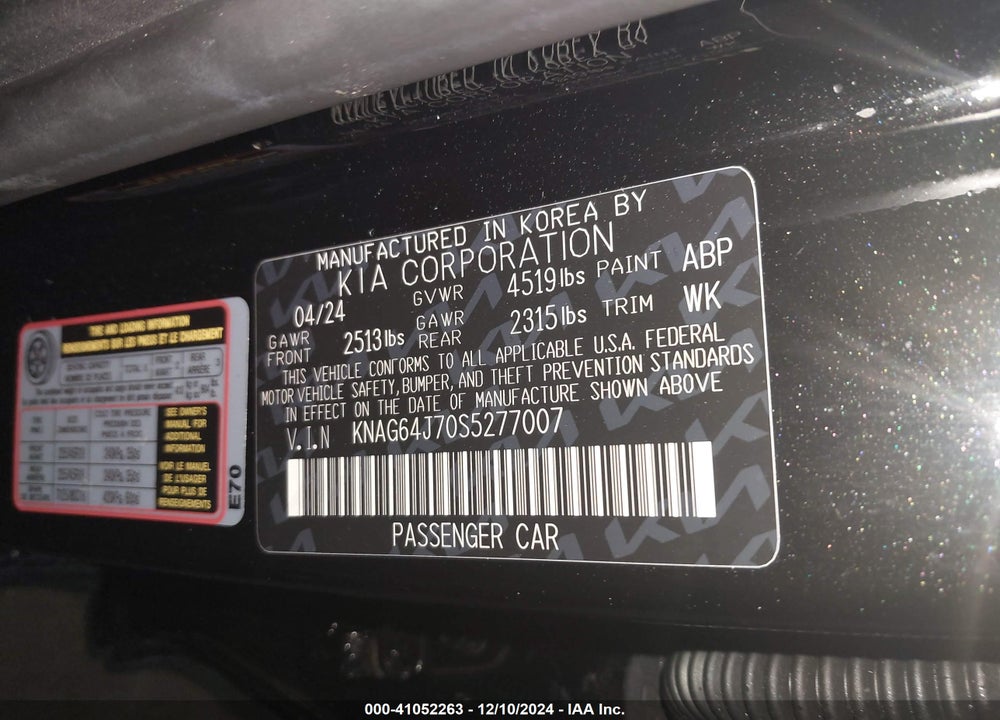 2025 KIA K5 VIN: KNAG64J70S5277007