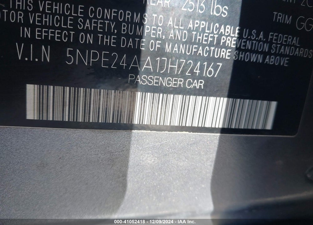 2018 HYUNDAI SONATA ECO VIN: 5NPE24AA1JH724167