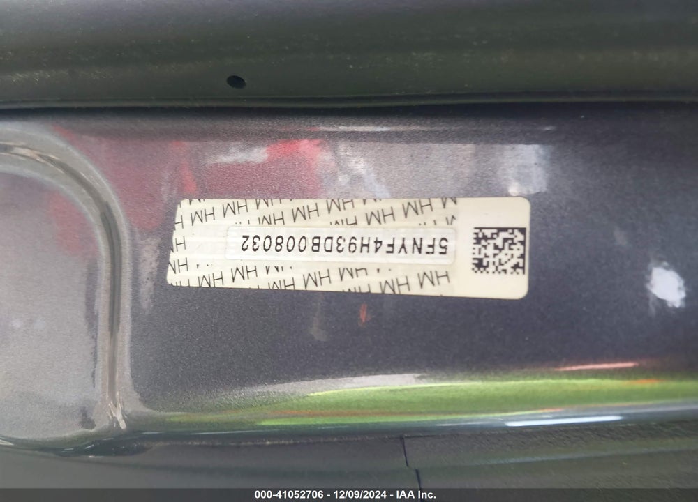 2013 HONDA PILOT VIN: 5FNYF4H93DB008032