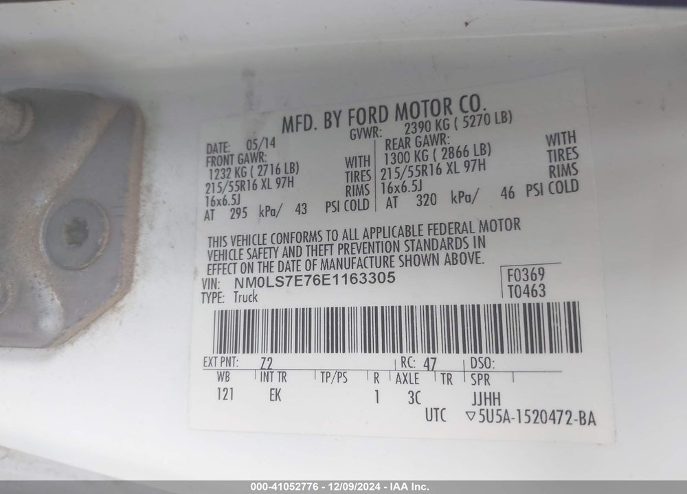 2014 FORD TRANSIT CONNECT VIN: NM0LS7E76E1163305