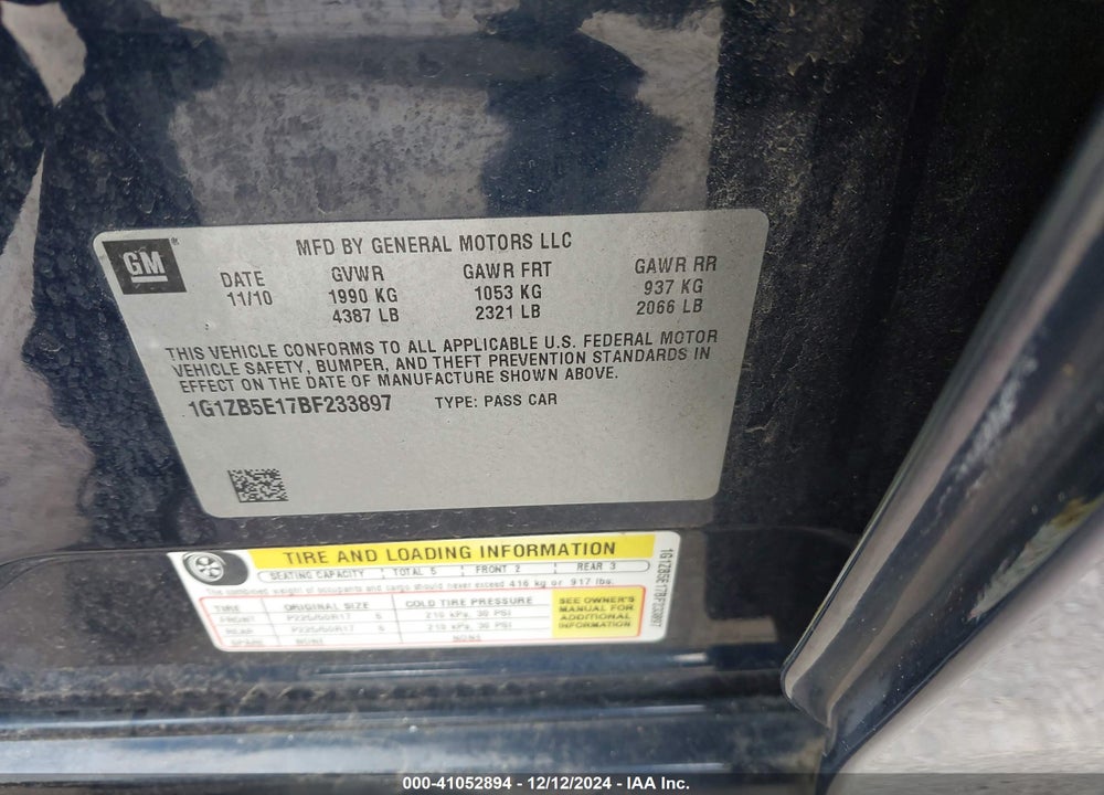 2011 CHEVROLET MALIBU LS VIN: 1G1ZB5E17BF233897