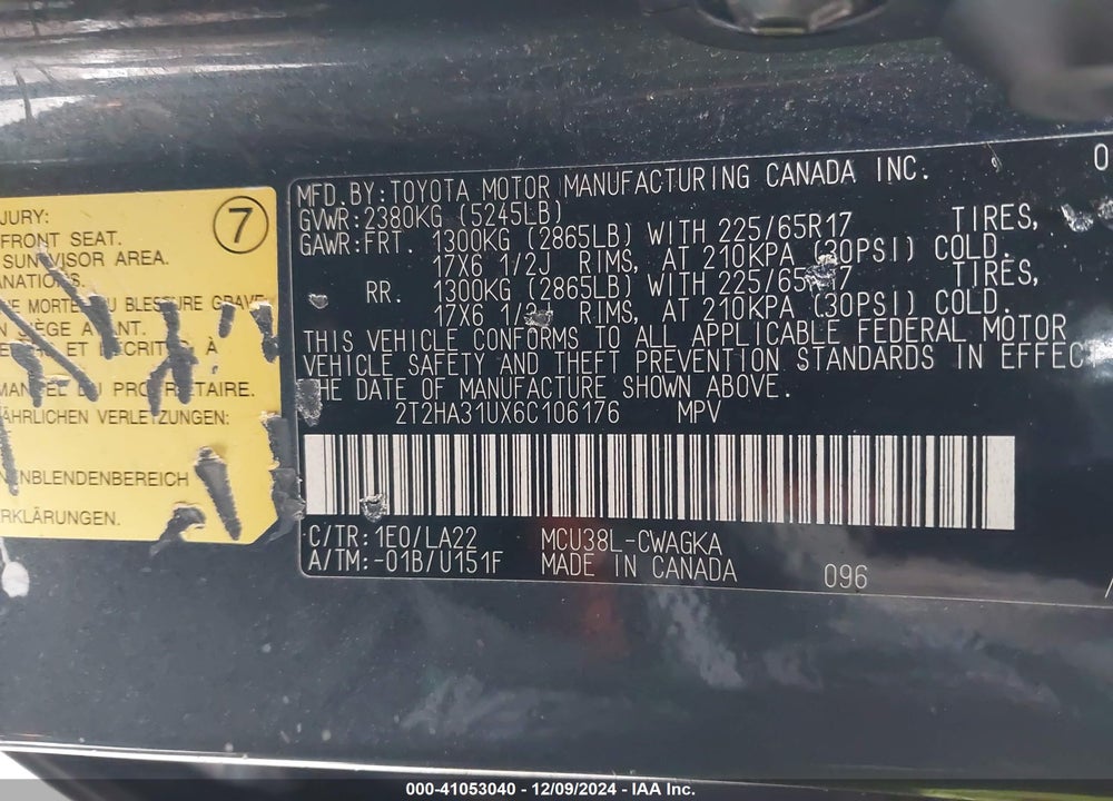 2006 LEXUS RX 330 VIN: 2T2HA31UX6C106176