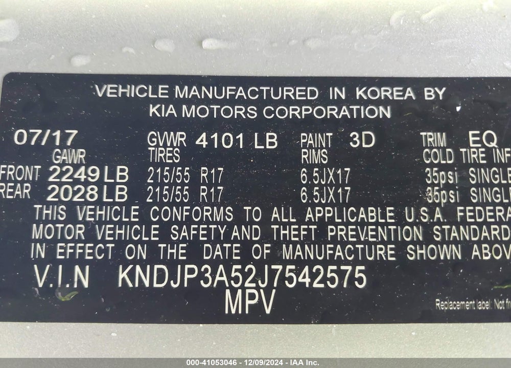 2018 KIA SOUL VIN: KNDJP3A52J7542575