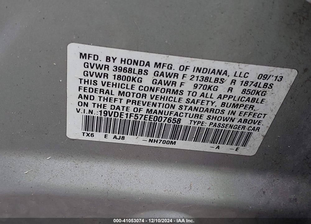 2014 ACURA ILX 2.0L VIN: 19VDE1F57EE007658