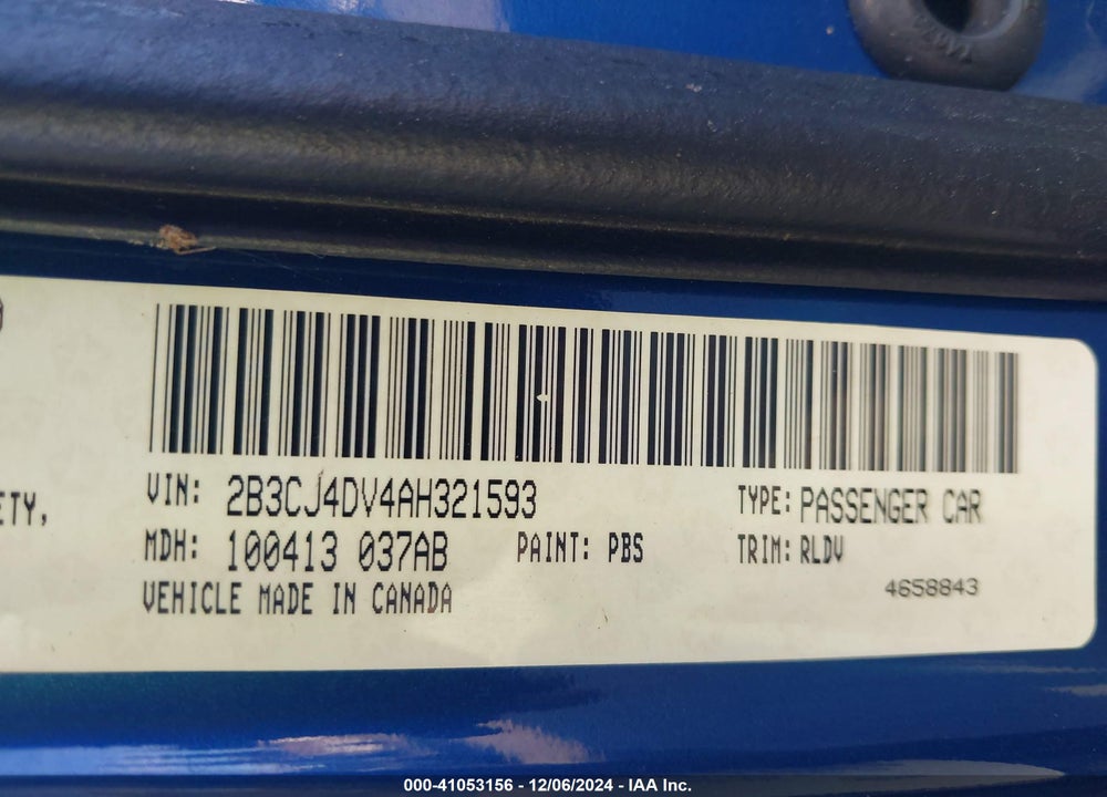 2010 DODGE CHALLENGER SE VIN: 2B3CJ4DV4AH321593