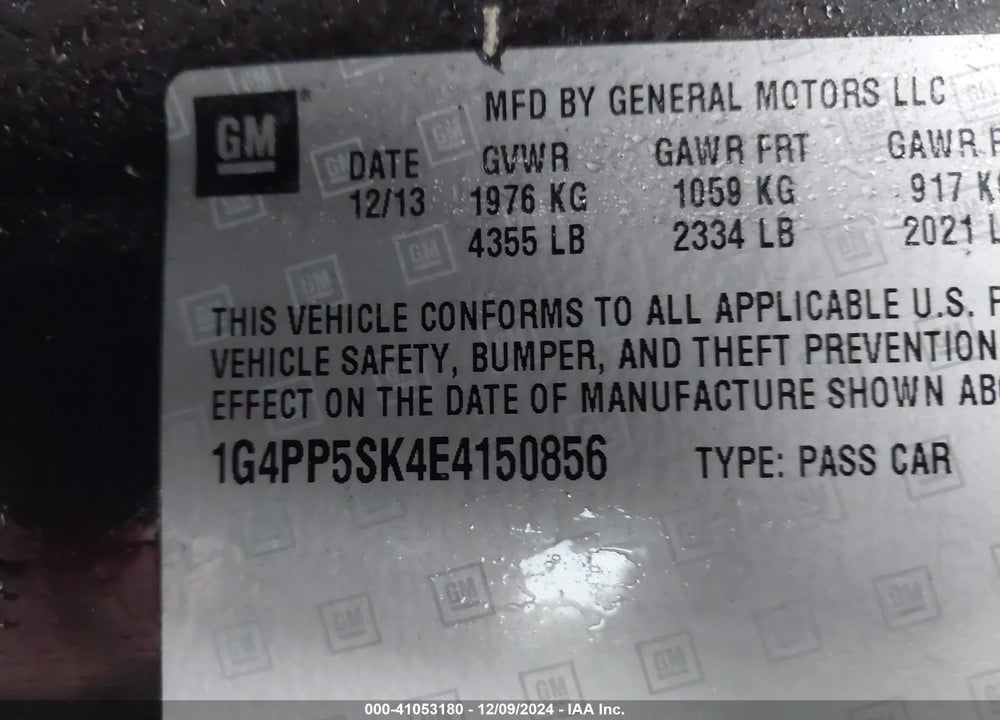 2014 BUICK VERANO VIN: 1G4PP5SK4E4150856
