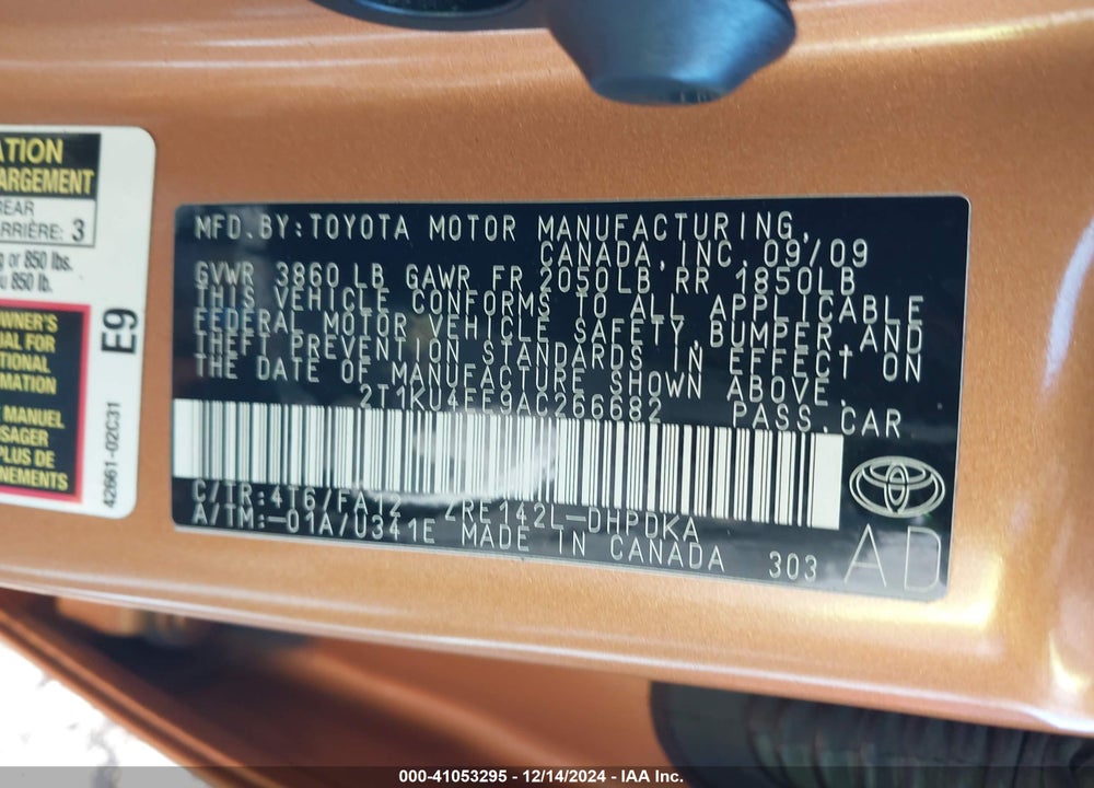 2010 TOYOTA MATRIX VIN: 2T1KU4EE9AC266682