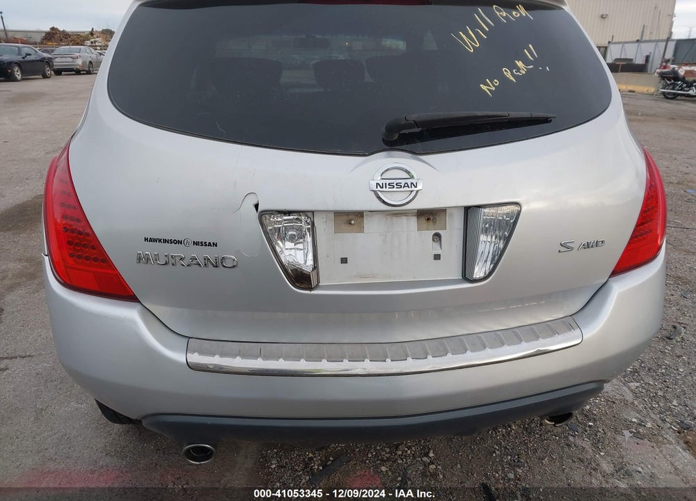 2007 NISSAN MURANO S VIN: JN8AZ08W47W662985