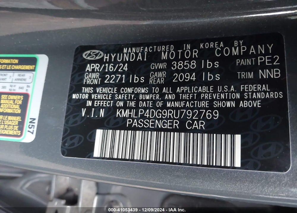 2024 HYUNDAI ELANTRA LIMITED VIN: KMHLP4DG9RU792769