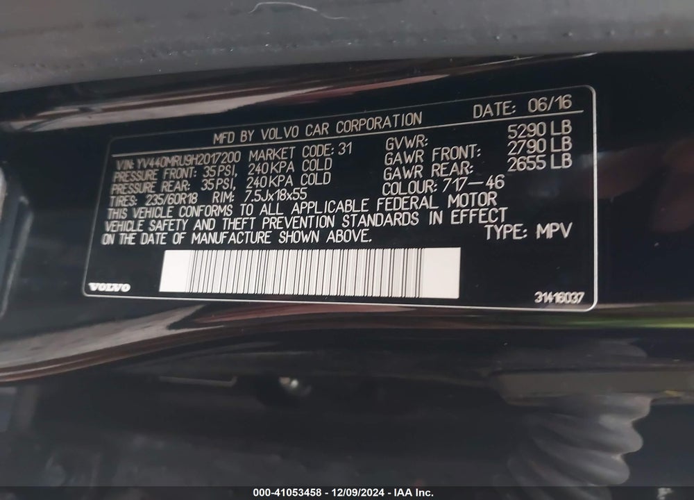 2017 VOLVO XC60 T5 INSCRIPTION VIN: YV440MRU9H2017200