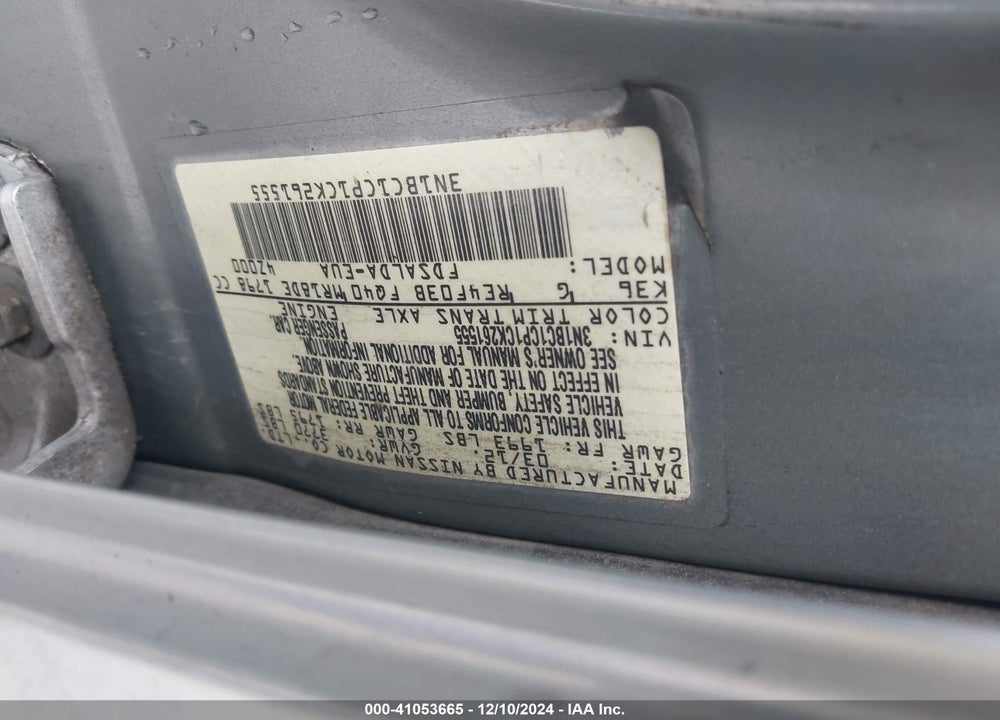2012 NISSAN VERSA 1.8 S VIN: 3N1BC1CP1CK261555