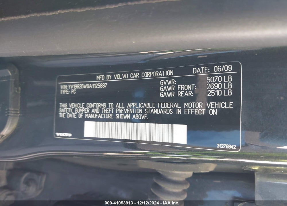 2010 VOLVO V70 3.2/3.2 R-DESIGN VIN: YV1982BW9A1125887