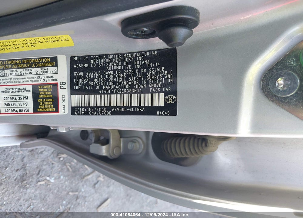 2014 TOYOTA CAMRY LE VIN: 4T4BF1FK2ER383611