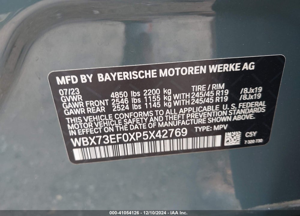2023 BMW X1 XDRIVE28I VIN: WBX73EF0XP5X42769