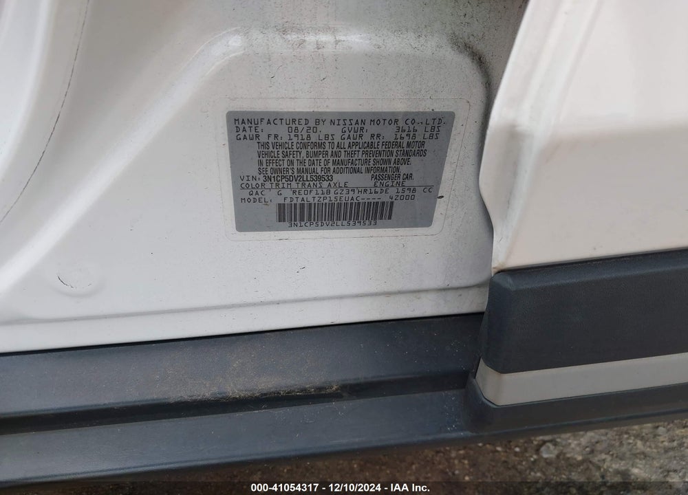 2020 NISSAN KICKS SR XTRONIC CVT VIN: 3N1CP5DV2LL539533