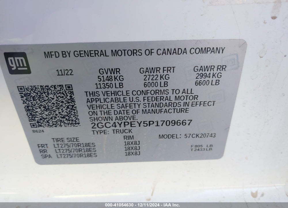 2023 CHEVROLET SILVERADO 2500HD 4WD STANDARD BED LTZ VIN: 2GC4YPEY5P1709667