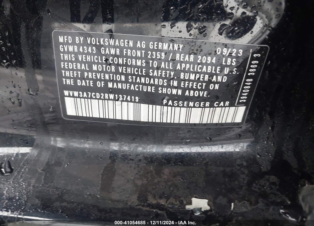 2024 VOLKSWAGEN GOLF GTI VIN: WVW3A7CD2RW137419