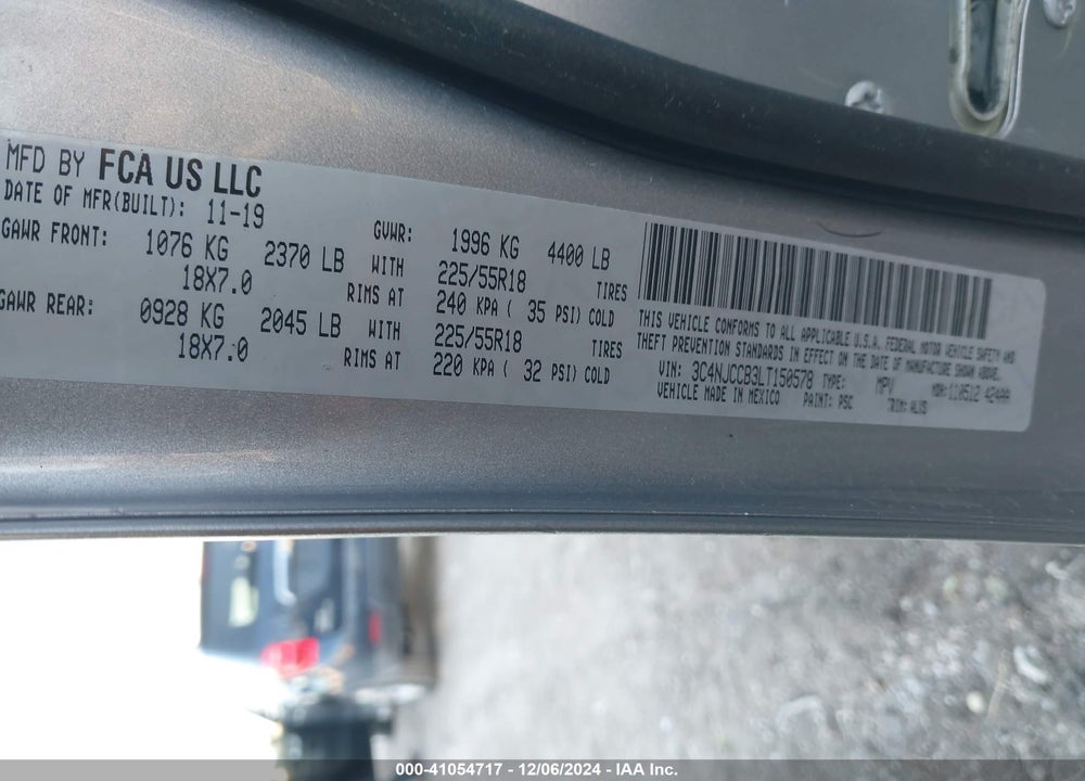 2020 JEEP COMPASS LIMITED FWD VIN: 3C4NJCCB3LT150578