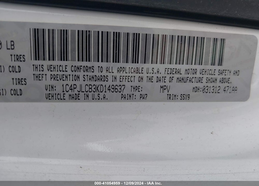 2019 CHEROKEE JEEP  LATITUDE VIN: 1C4PJLCB3KD149637