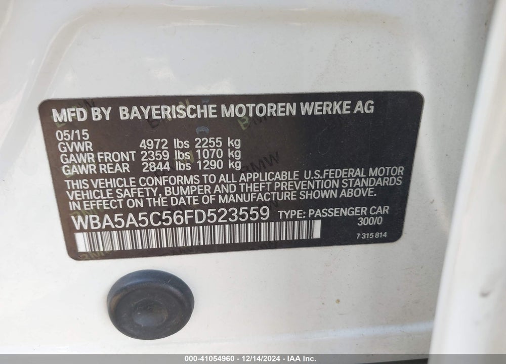 2015 BMW 528I VIN: WBA5A5C56FD523559